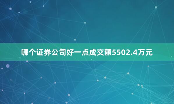 哪个证券公司好一点成交额5502.4万元
